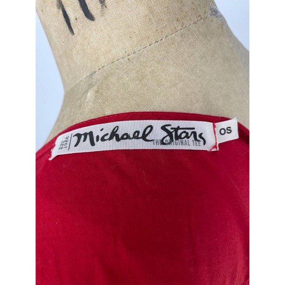 Michael Stars Original T-Shirt Red Black Striped OS - Picture 4 of 8